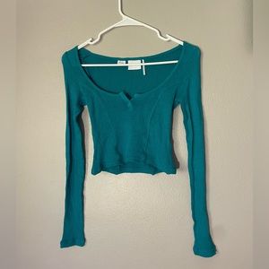 COPY - Urban Outfitters teal cropped long sleeve
